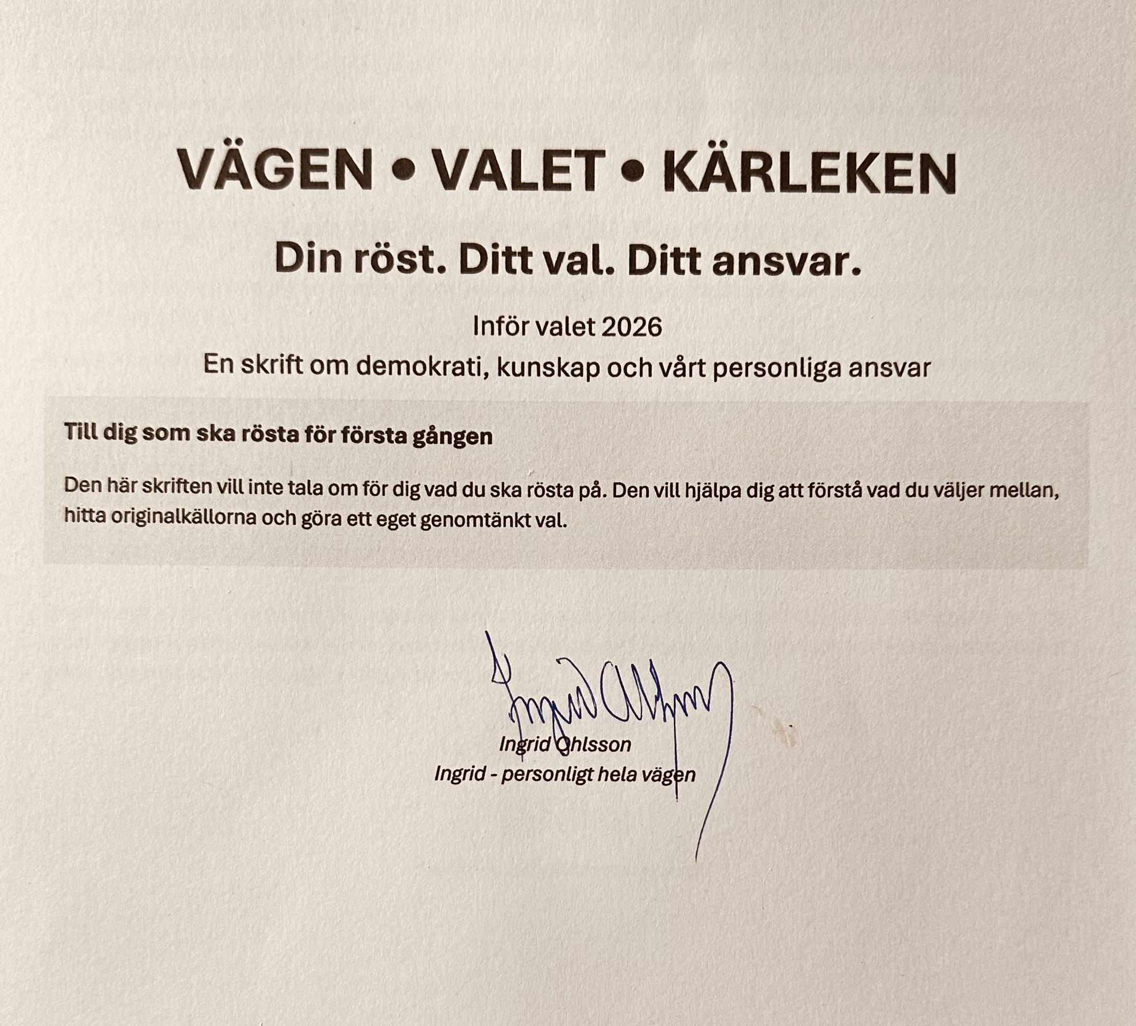 Tänk om jag kan hjälpa fem förstagångsväljare...